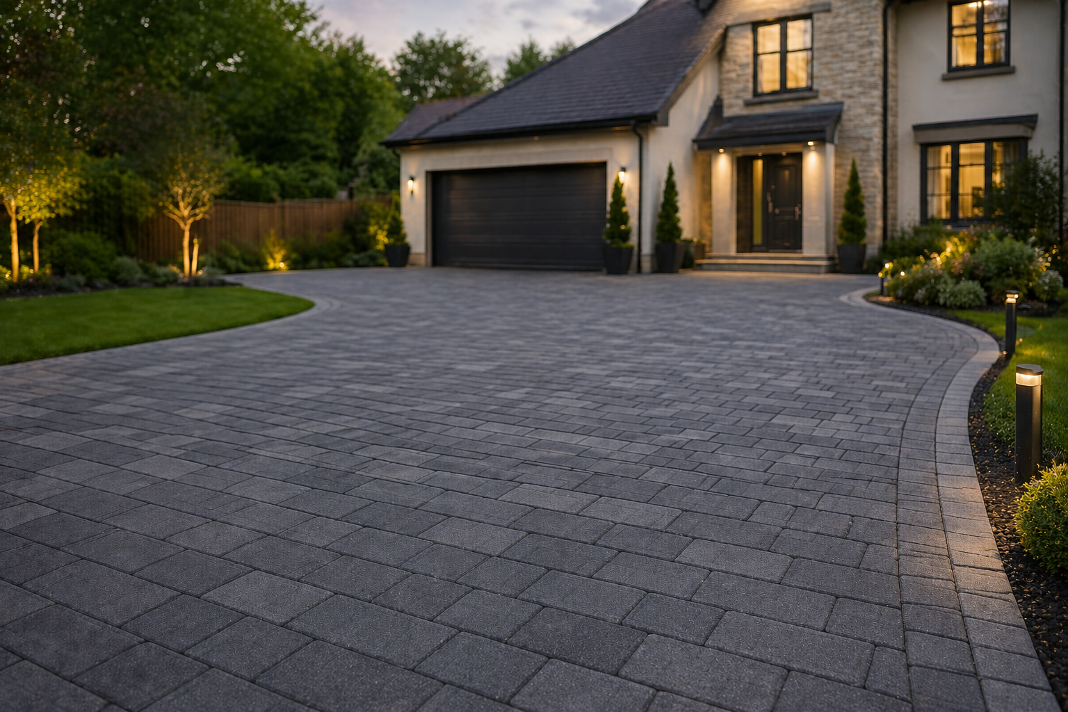 Completed block paving driveway by Green & Stone Landscaping